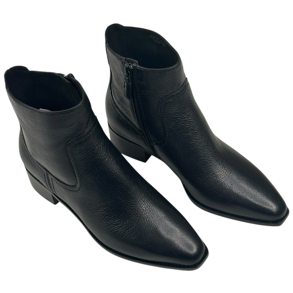 COLE HAAN Naia Black Leather Ankle Boots Womens Size 7B Side Zip New $200 I